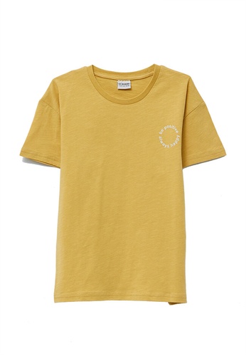 LC WAIKIKI yellow Printed Short Sleeve Cotton T-Shirt 17E83KA4749AEBGS_1