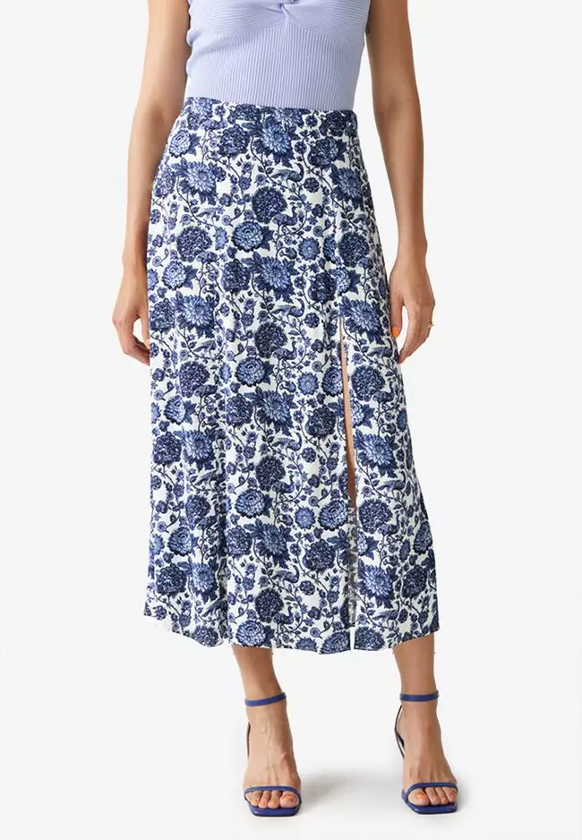 & Other Stories Printed Side Slit Midi Skirt