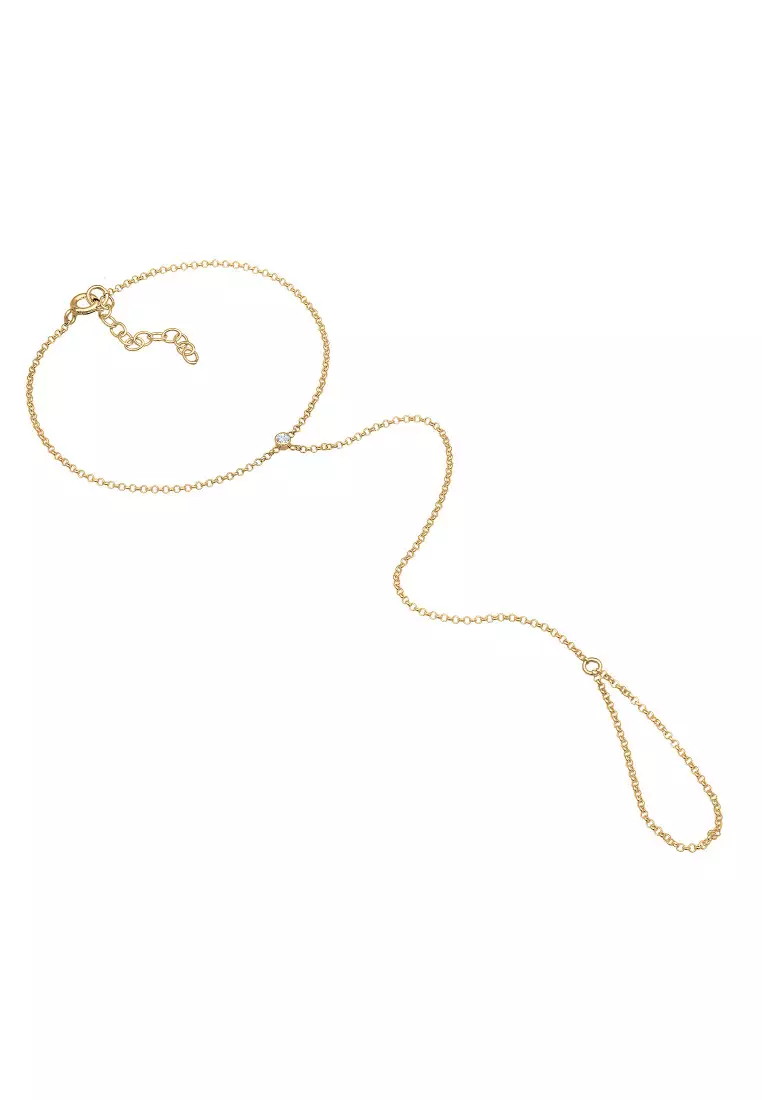 Gelang Perhiasan Perak 925 Wanita Handchain Basic Crystals Gold Plated