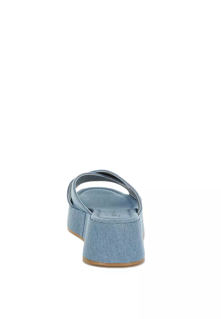 Denim Flatform Slip Ons