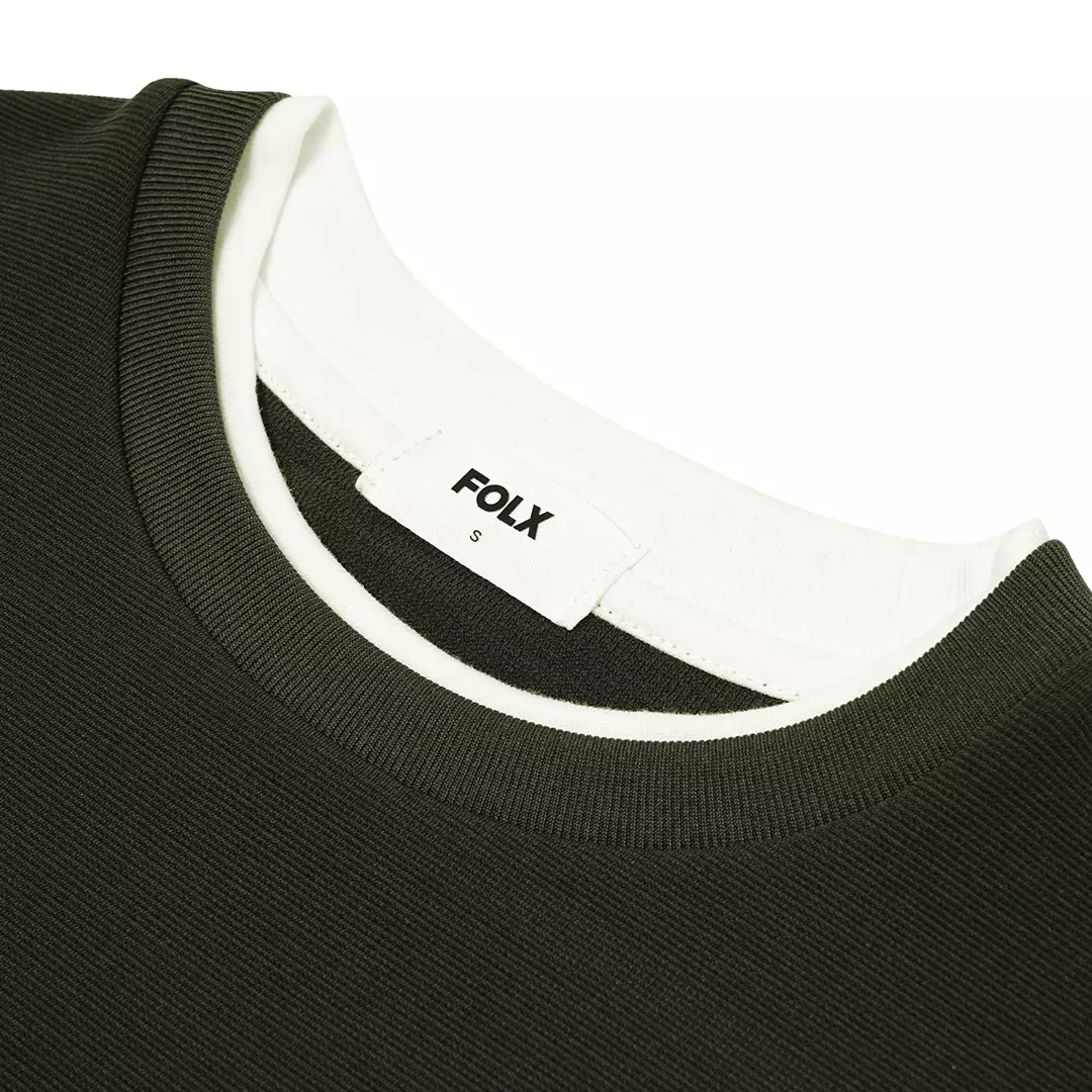 Faux Layered Long Sleeve T-Shirt Black