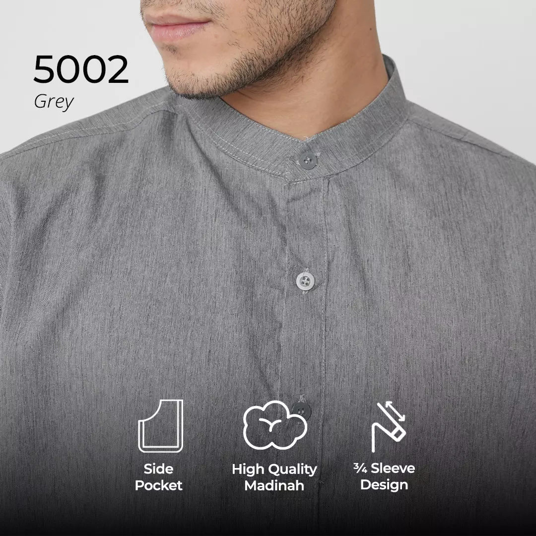 Casella Baju Koko Kurta Lengan ¾ Premium Quality 5002 Grey