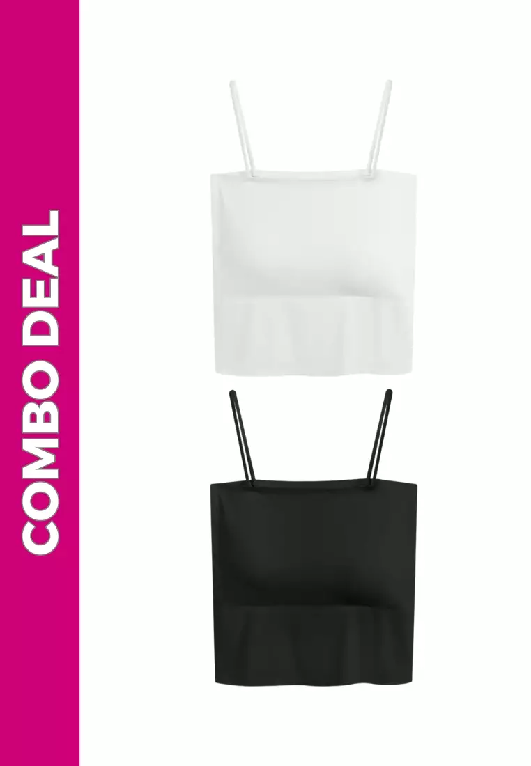 2 Pack Premium Arina Ice Silk Bralette Inner Top Tube in White and Black