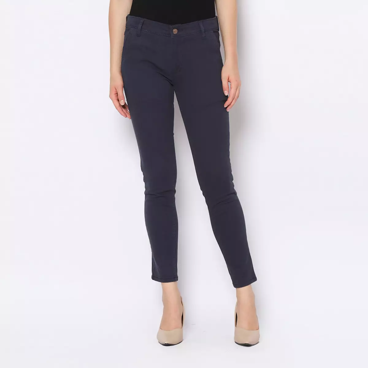Bundling Fortune Celana Panjang Wanita Chinos Slim Fit Tebal Melar Soft Grey & Navy