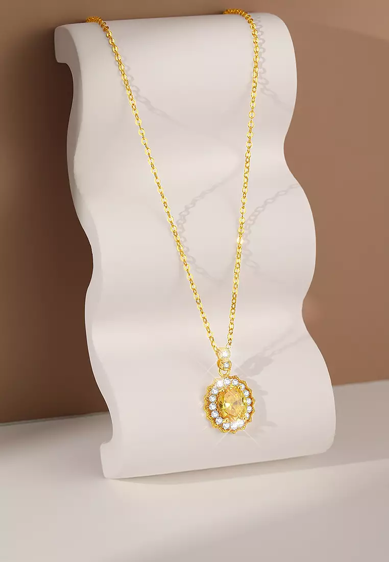Kalung Wanita Mewah Elegan Berlian Zircon Original Perhiasan Cewek Necklaces Gold