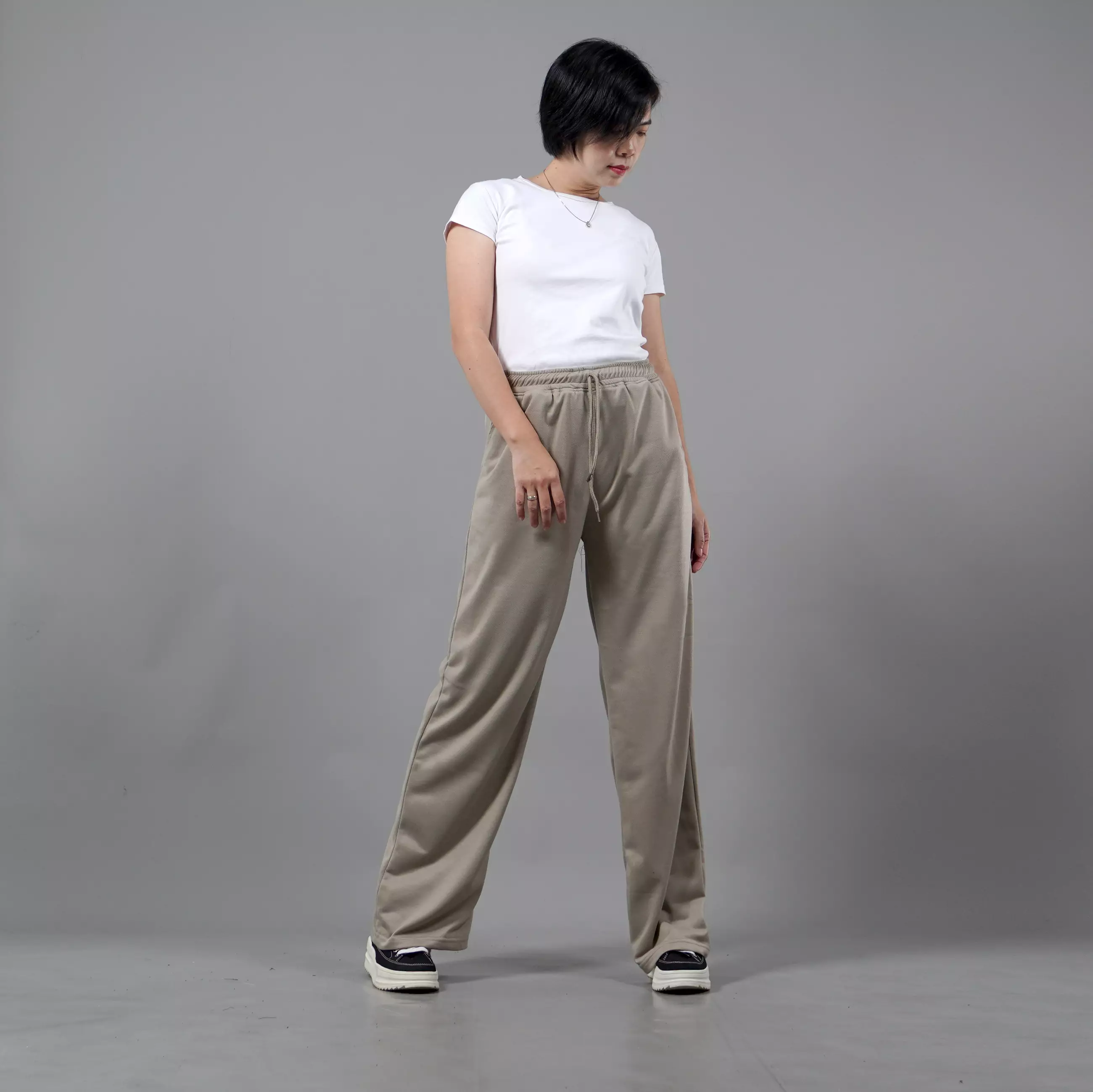  RIA Celana Panjang Loose Pants Wanita Celana Wanita - KREM