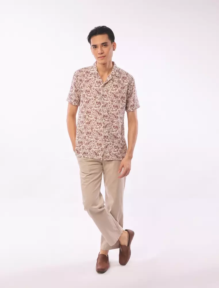 EAST INDIA COMPANY - ALSYAD SHORT SLEEVE PRINTED SHIRT Maroon