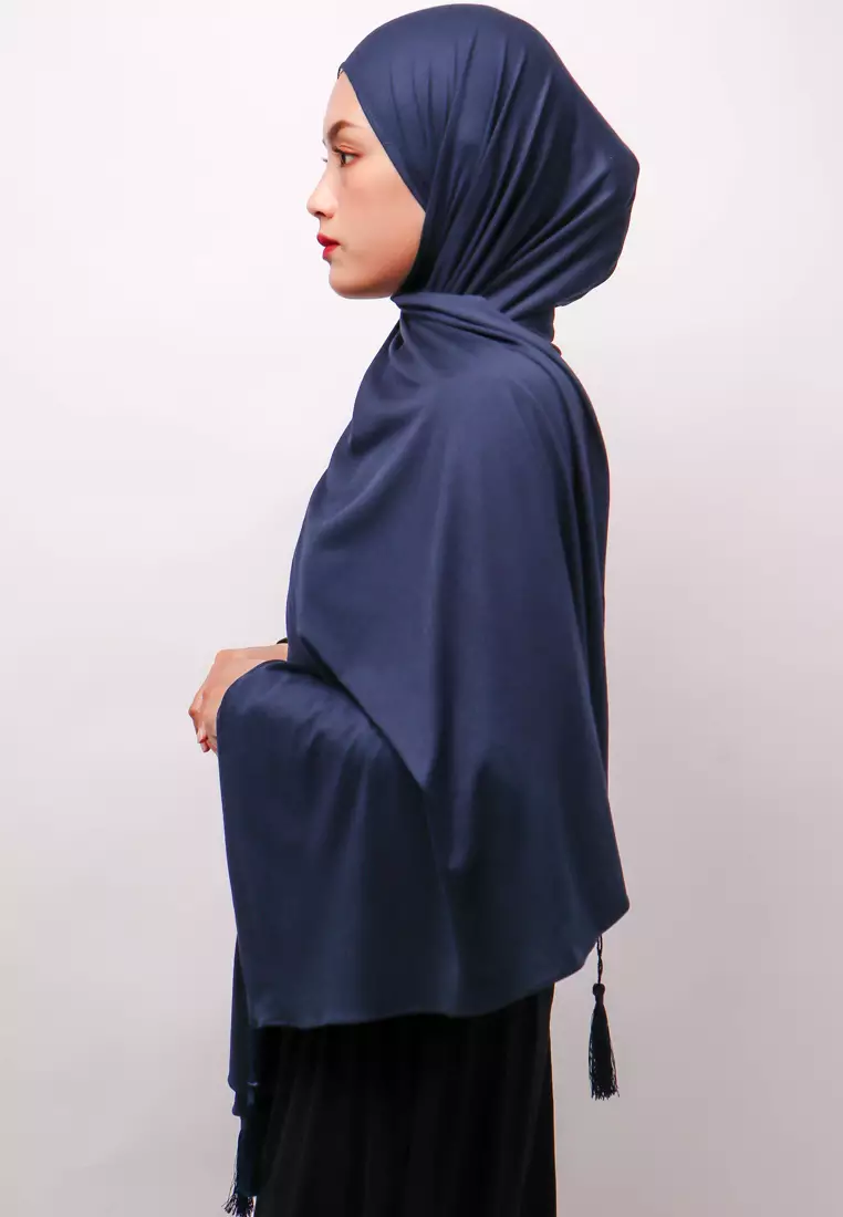 DH067 Hijab Pashmina Tesel Navy