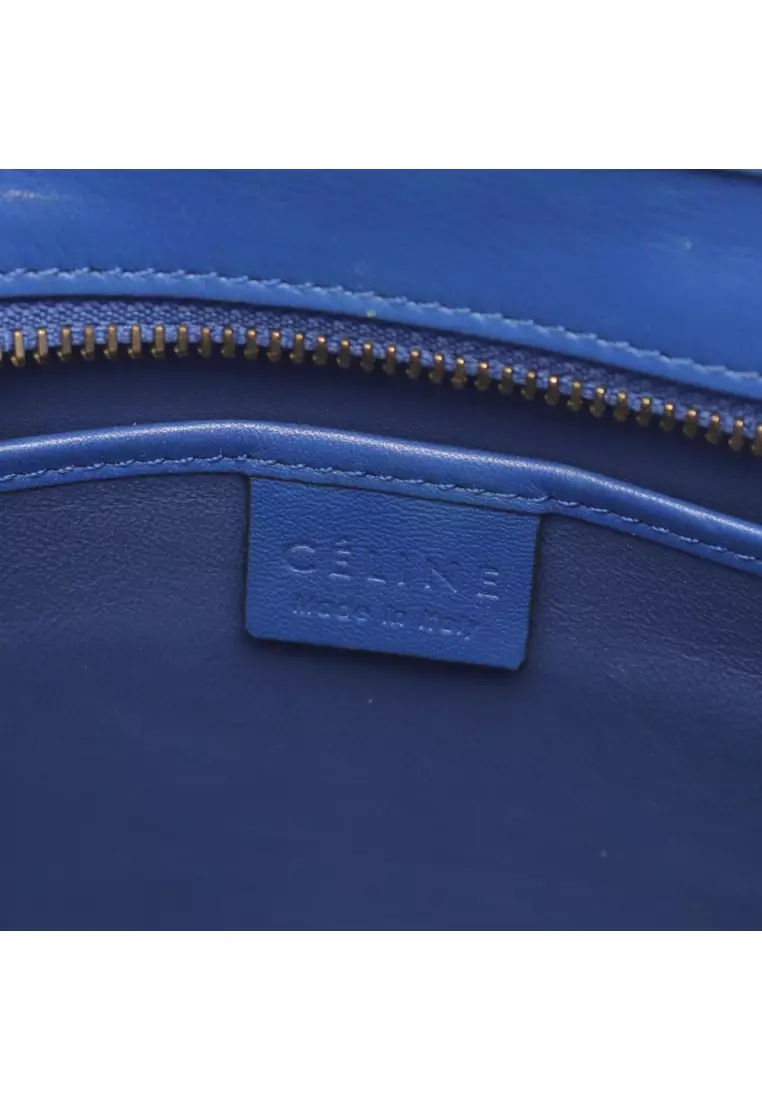 Pre-Loved Celine luggage nano shopper Handbag leather blue 2WAY