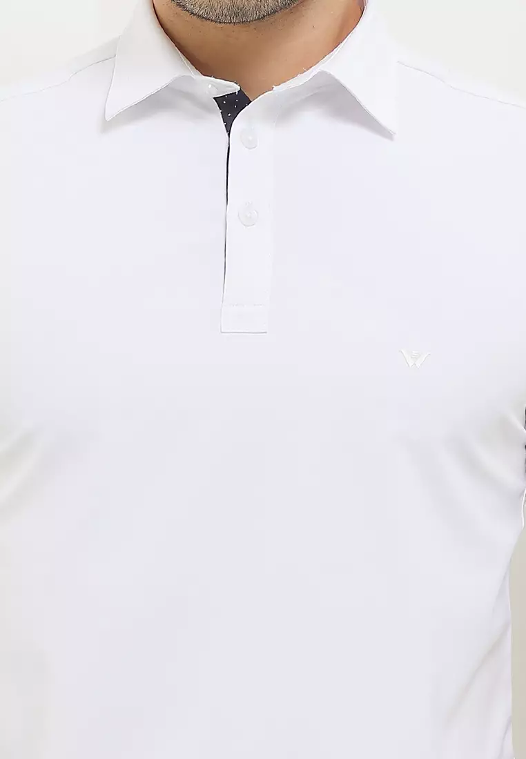 Kemeja Pria Polo Ethan White Ivory Knit - White