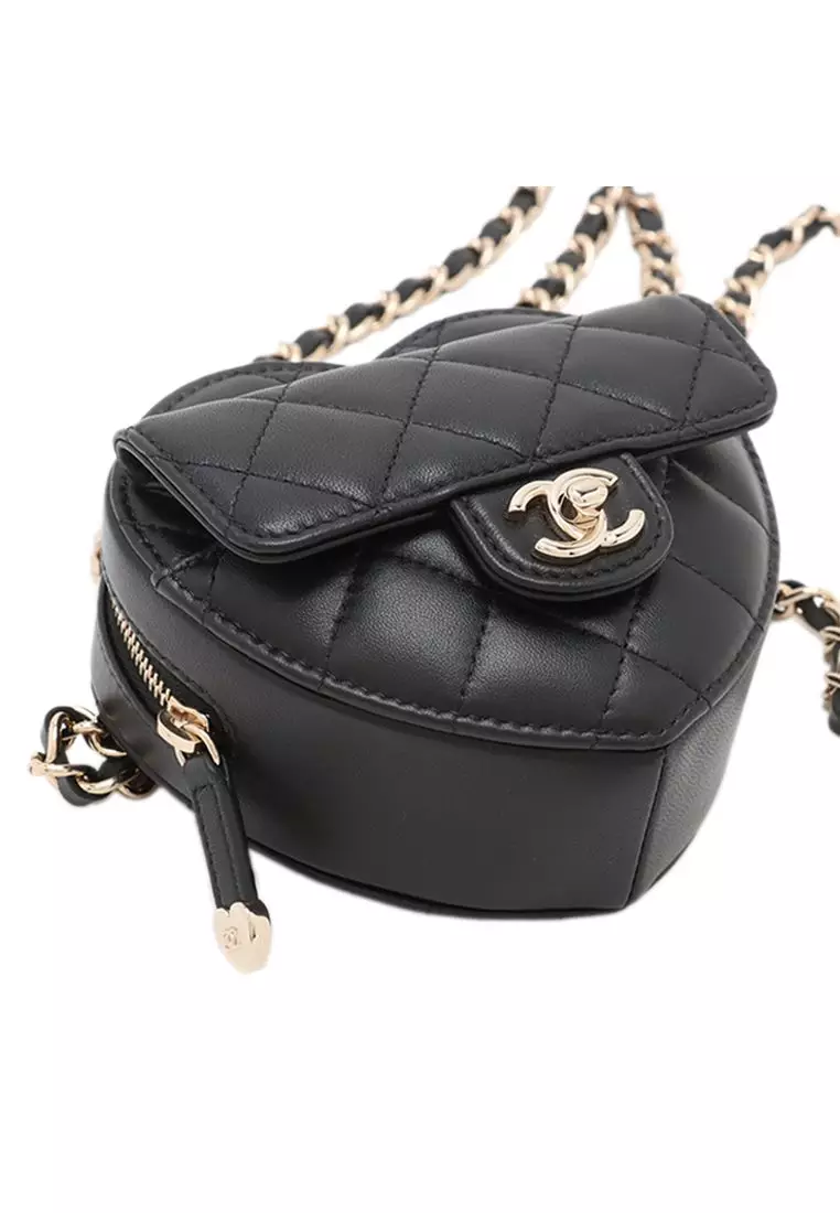 Pre-Loved Chanel Mini Lambskin Cc In Love Heart Belt Bag