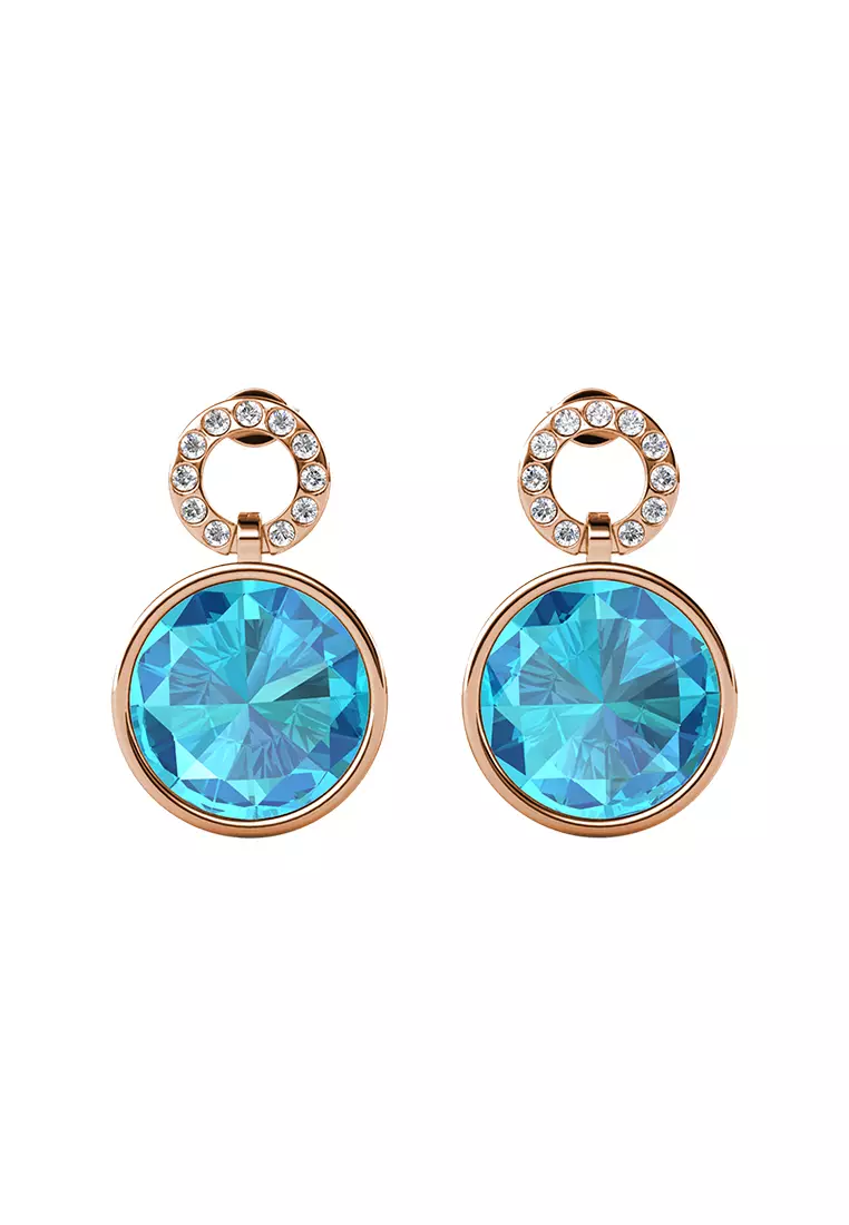 Allure Round Earring Aquamarine RG - Anting Crystal Luvea Premium Collection by Her Jewellery