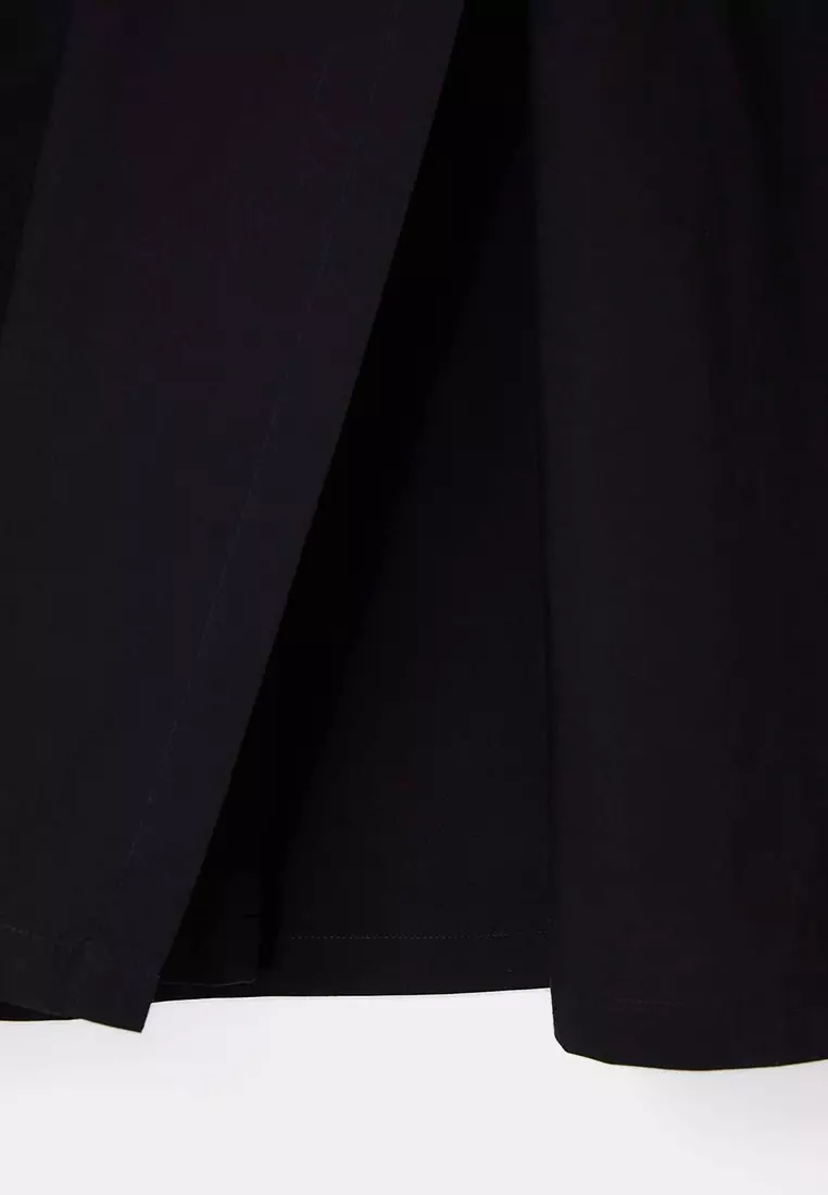 Black Poplin Woven Large Size Dress