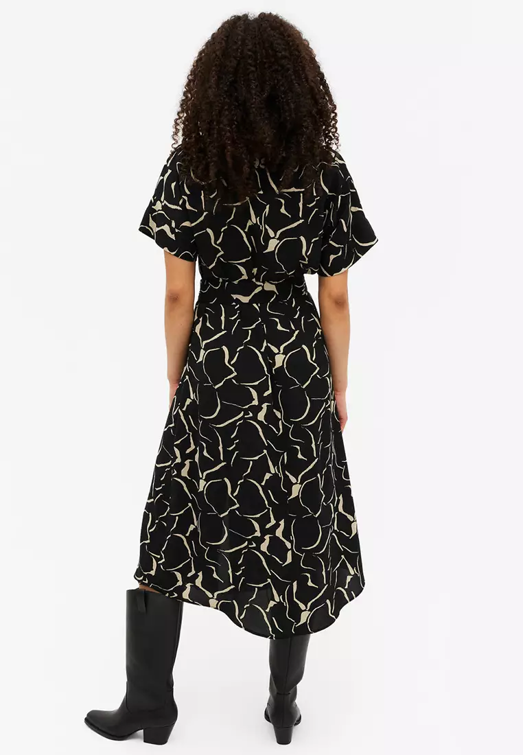 Monki buttoned wrap dress hot sale