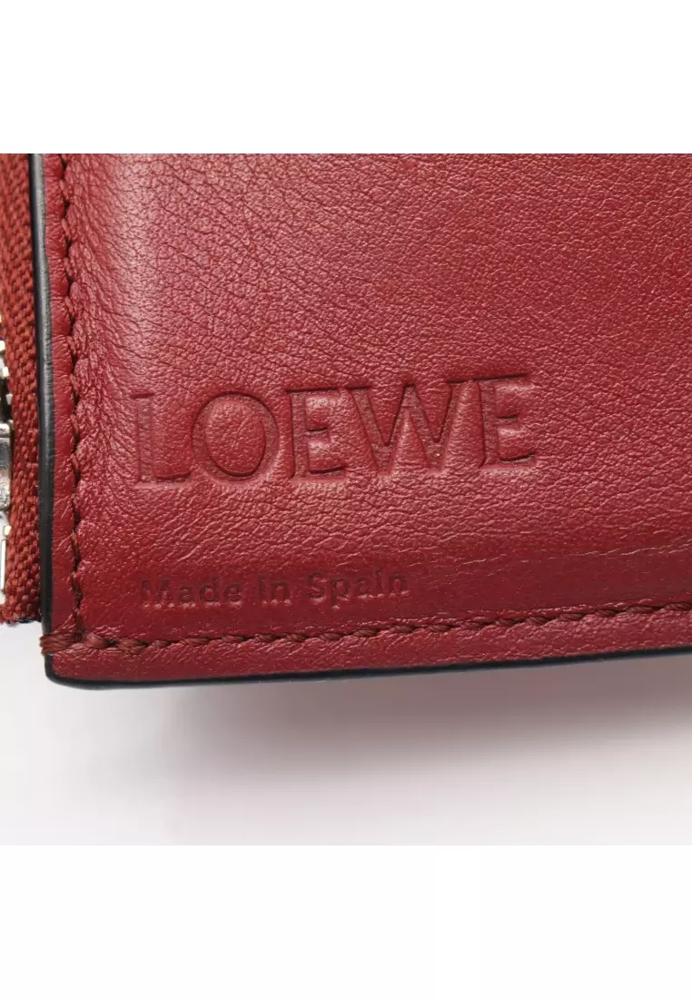 Pre-Loved LOEWE Vertical wallet Small trifold wallet leather Brown