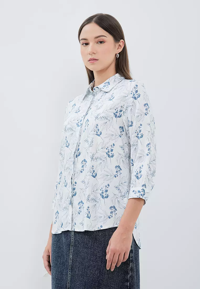 DUST Kemeja Tyanna Flower Putih Comfease (D.13195)
