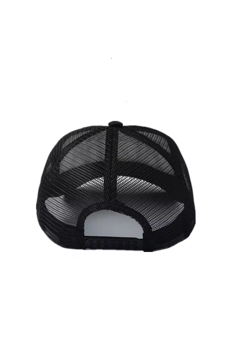 Maxton Topi Trucker Baseball Pria Star Quick Drying Mesh Resizable Strap Material Cotton ORIGINAL - Black
