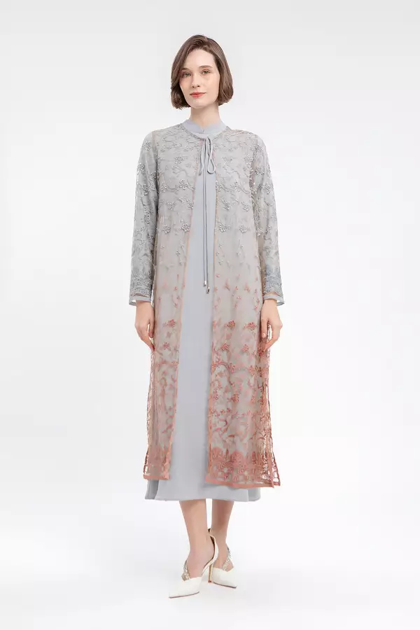 MINIMAL - Basyara - Gamis Bordir Gradasi - Grey Warna Beige