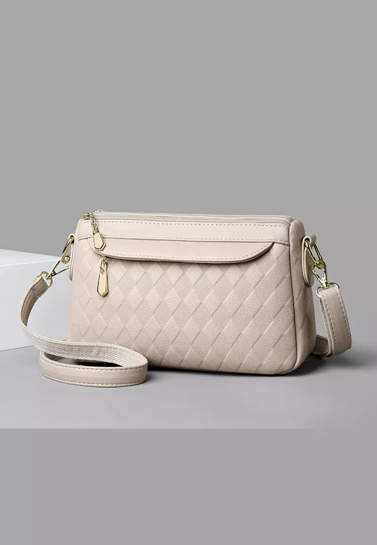 Rhombus Pattern Faux Leather Three Way Shoulder Bag JW HD-2796