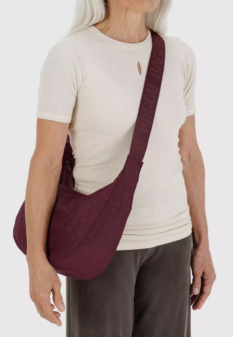 BAGGU - Medium Nylon Crescent Bag - Mahogany