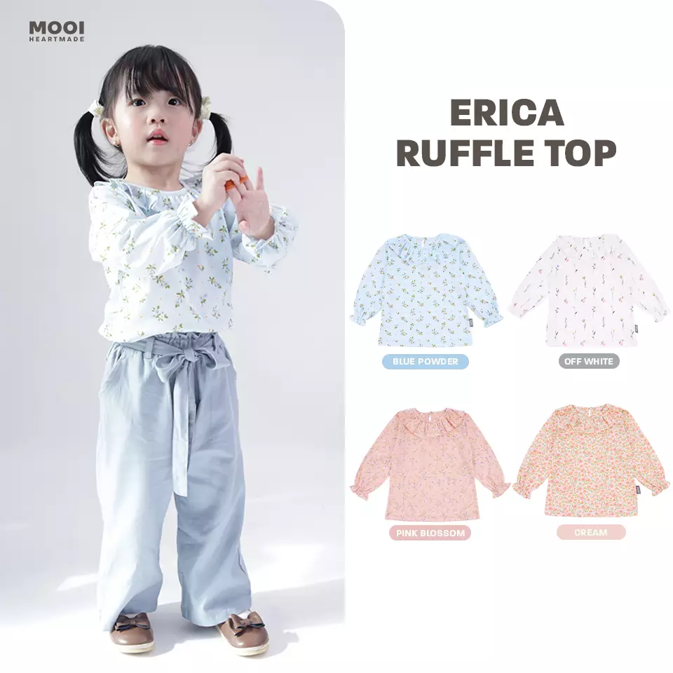 Mooi Atasan Anak Perempuan Erica Ruffle Top - Off White