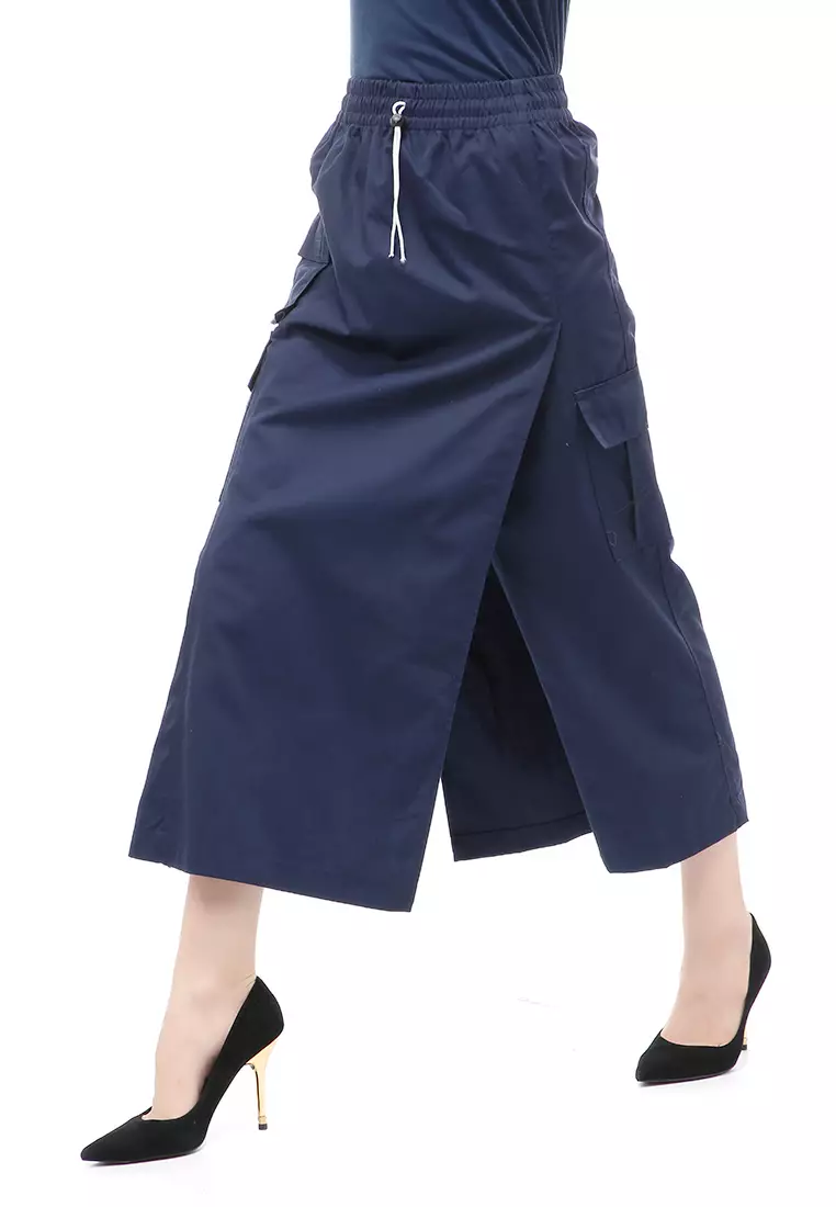Kayla Rok Celana Panjang Muslimah Bawahan Wanita Relaxed Fit - Navy