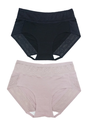 Kiss & Tell multi 2 Pack Leia Cotton with Lace Panties Pink & Black F91FDUS92B6187GS_1