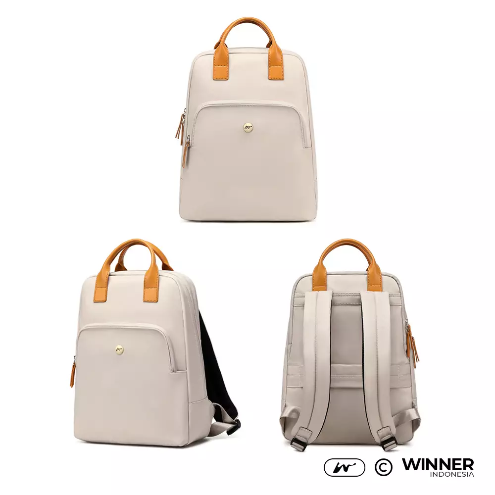 WINNER Tas Ransel Laptop Super Slim 14 inch Oxford Backpack Korean Style (T14-001) Warna Khaki-14-inch