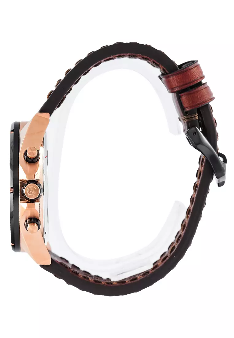 Alexandre Christie - Jam Tangan Pria - Rosegold - Brown Leather Strap - 6620 MCLBRBA