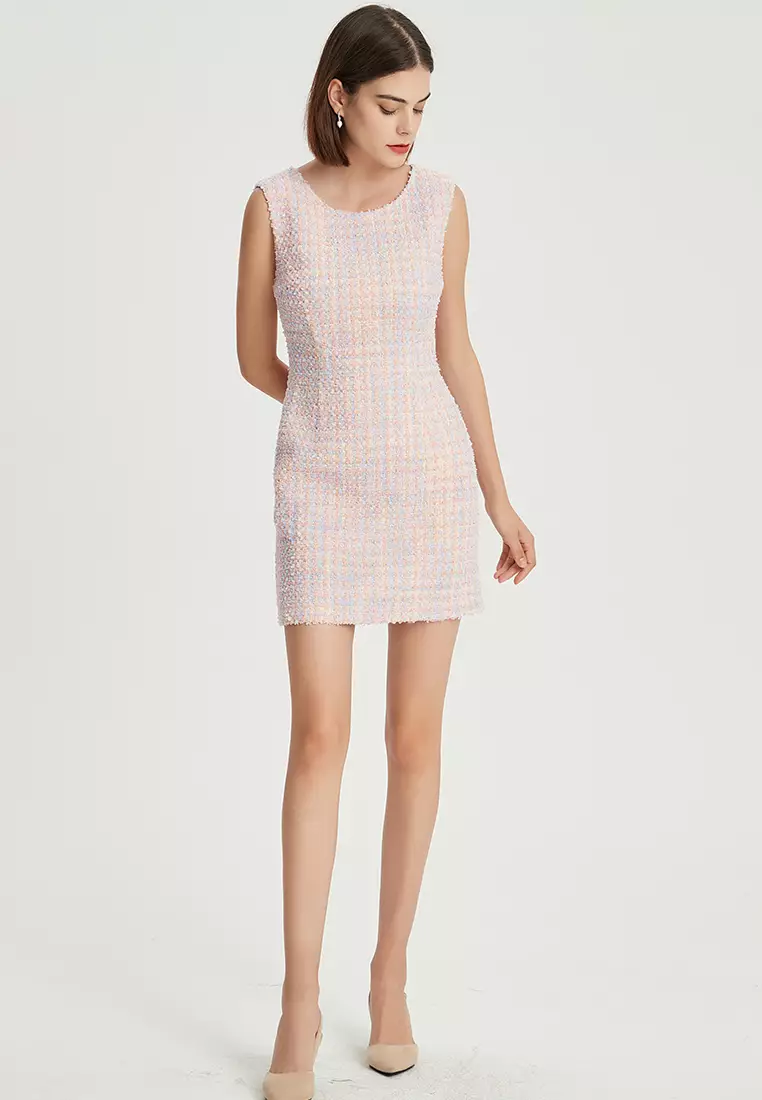 French Tweed Sleeveless one-piece Dress B22060123