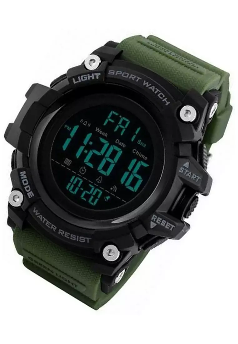Jam Tangan Sporty Digital Pria Waterproof Many Function Strap Tali Material Stainless Steel PU XO20 ORIGINAL