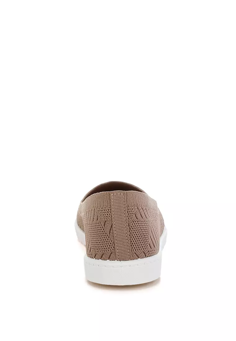 Sepatu Balet Datar Rajutan Warna Taupe