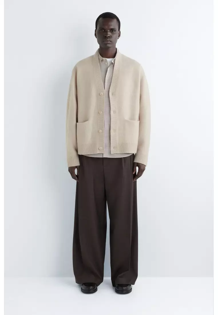 BRUSHED-WOOL V-NECK CARDIGAN