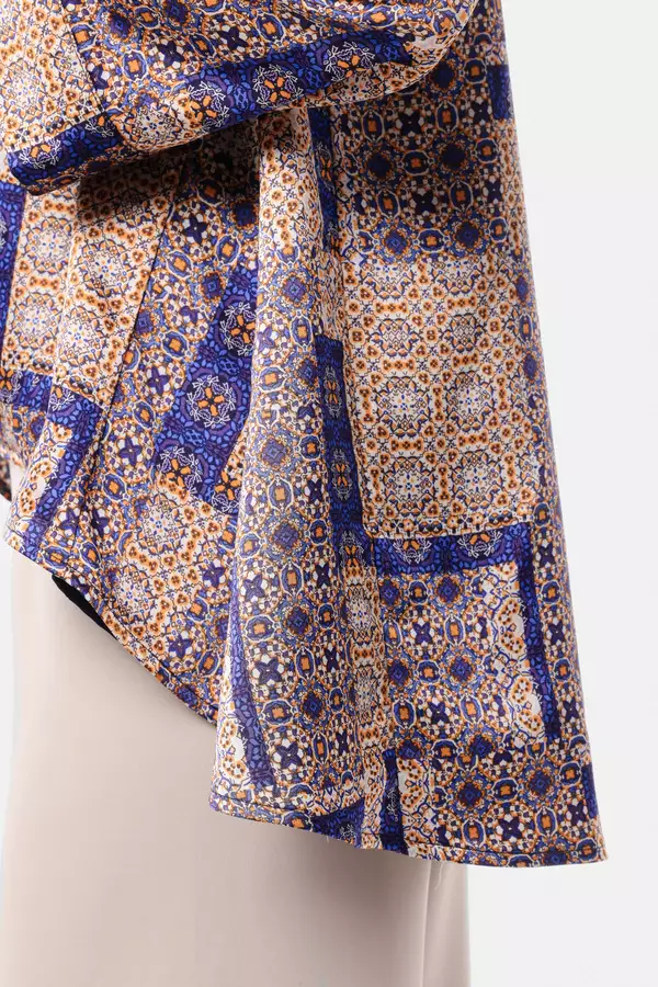 MINIMAL - Malika - Cardigan Motif Tenun Bunga - Navy Warna Navy