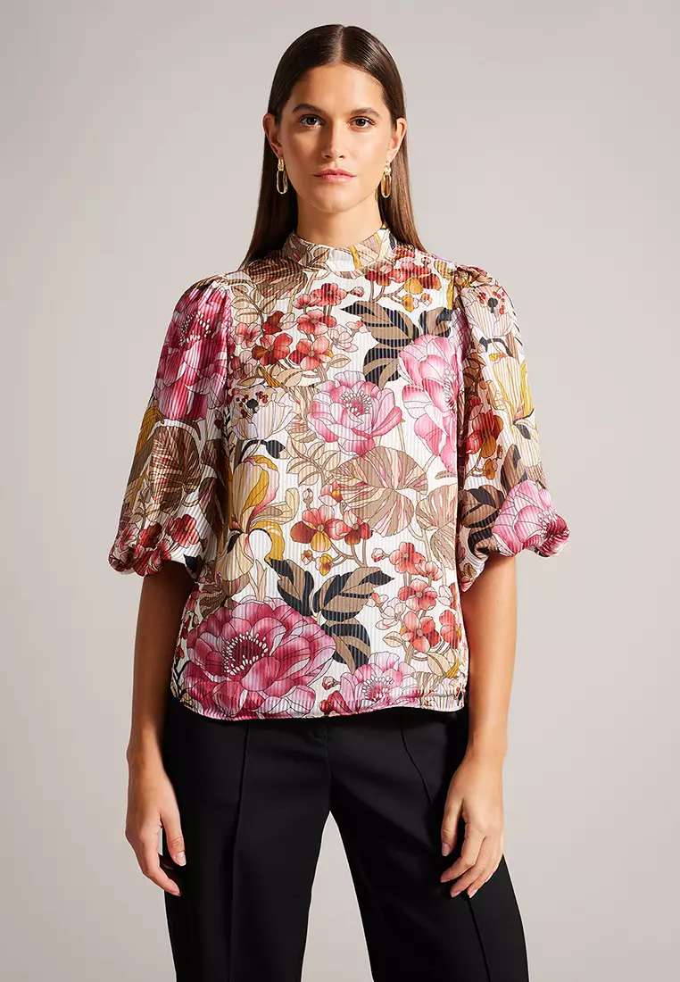 Buy TED BAKER Ted Baker Women's Jaylaah Floral Balloon Sleeve Blouse ...