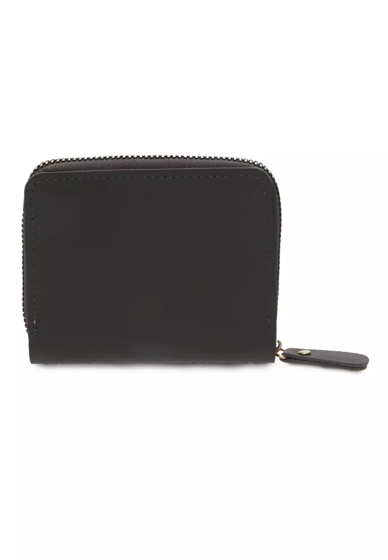 Dompet Zip Motif Kotak-Kotak Design Casual Small Wallet Premium Quality - Abu