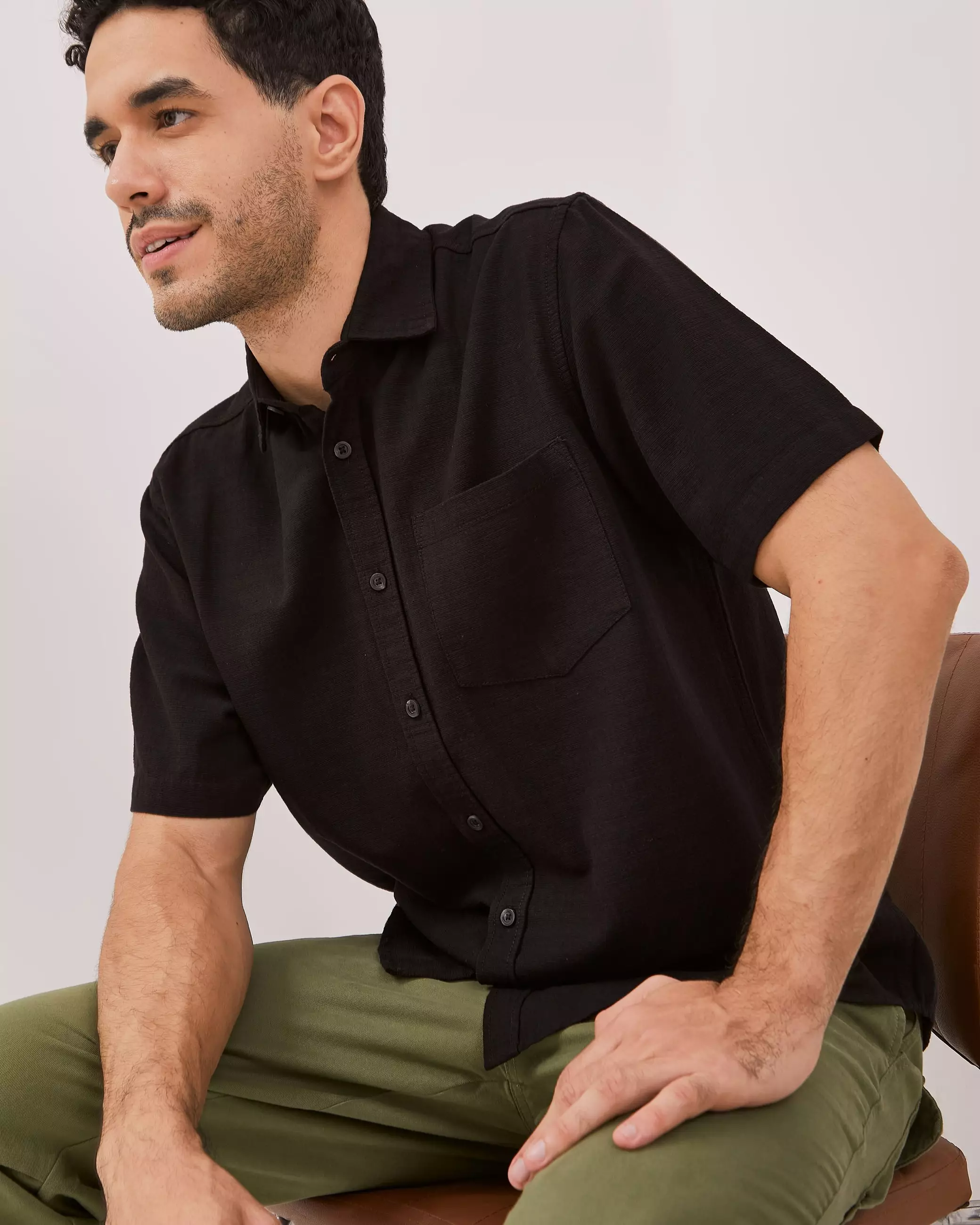 AMK Kemeja Pria Lengan Pendek SHS Andreas Ss Black