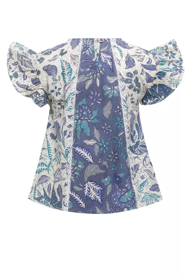 Blouse/ Blus Anak Perempuan Noela White Batik Junior Girl Casual