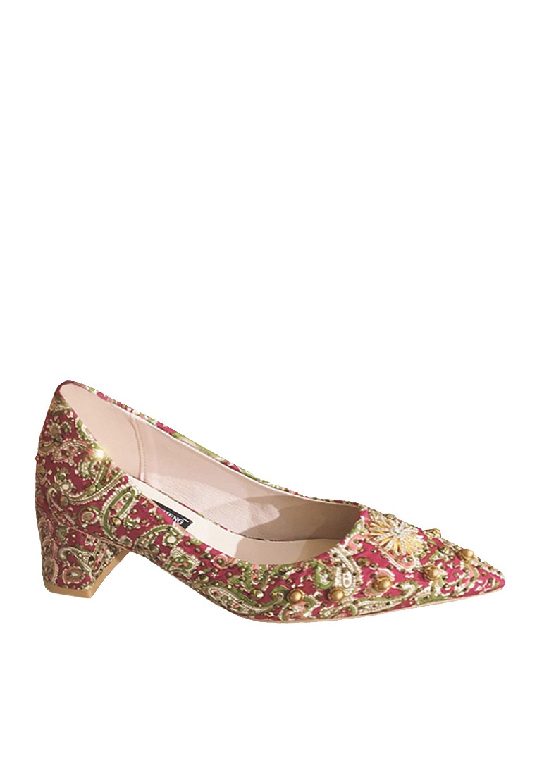 VANSA 5cm Printed Rhinestonet Evening and Bridal Mid Heel Shoes VSW-P761