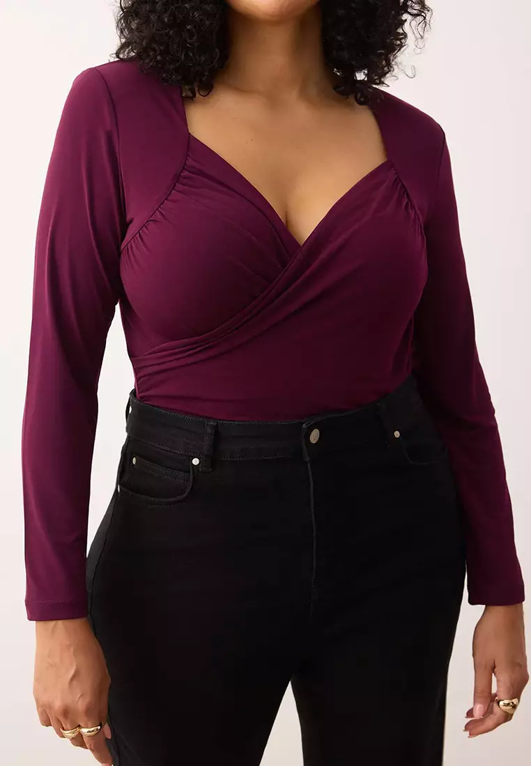Plum Double Breasted Collar Bodycone Plus Size Body Tbbaw25Cs00008
