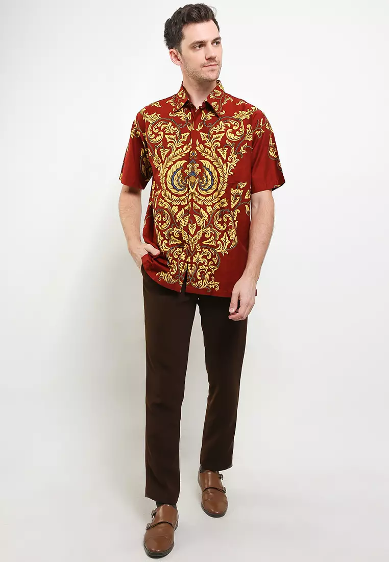 Jual Danar Hadi Kemeja Pendek Katun Batik Print Lar Ukir-Ukiran ...