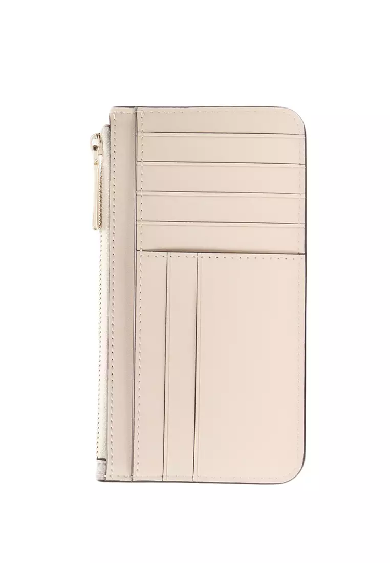 Spade Flower Large Slim Card Holder - Dark Beige