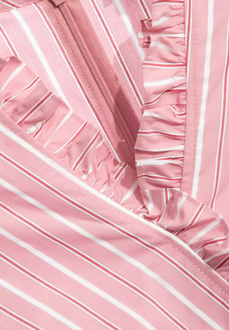 Stripe Print Ruffle Detail Dress