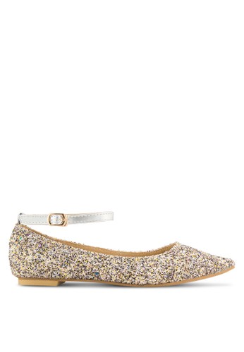 Occasion Sequin Pointed Toe Ankle Flats