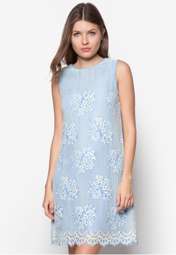 蕾絲鉤花無袖洋zalora時尚購物網的koumi koumi裝, 服飾, 洋裝