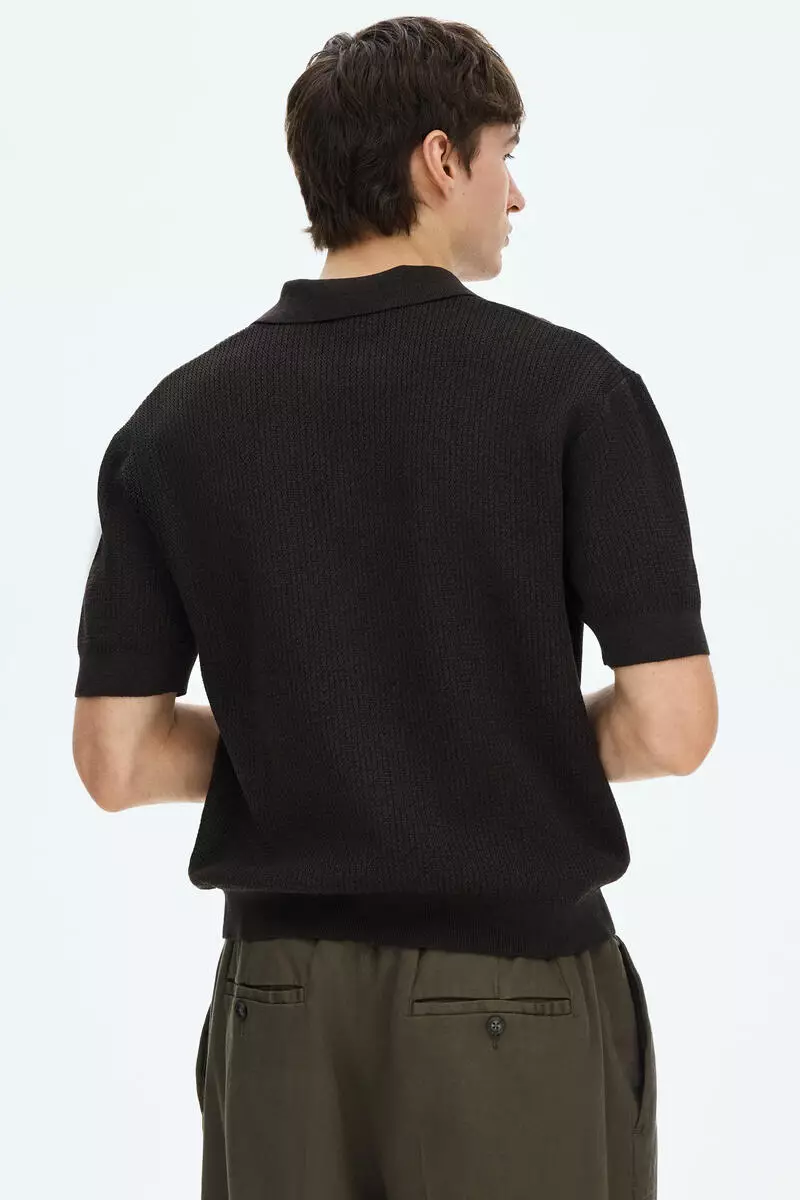 Regular Fit Cable-knit polo shirt