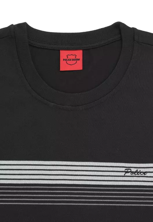 POLICE T-Shirt Salur Bordir Cotton Premium Pria