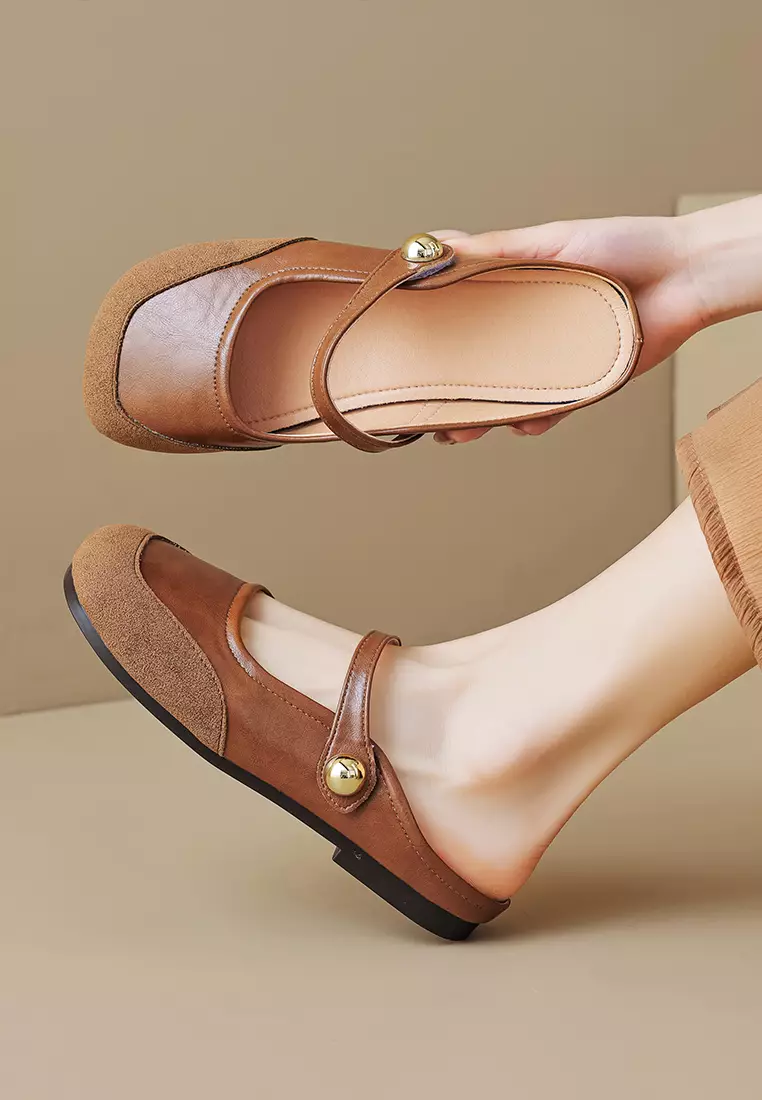 Vintage Buckle Strap Flat Mules WW993-3