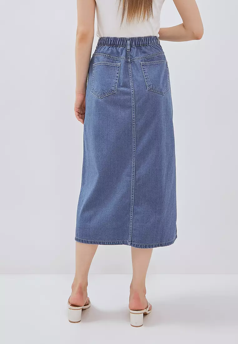 Osella Sadie Buttoned-Up Midi Skirt 21875011A1 | Rok Denim Wanita