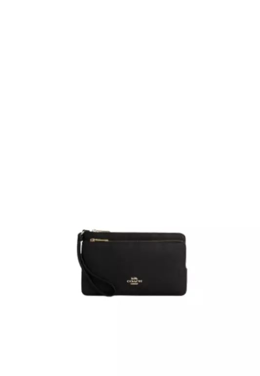 Coach Double Zip Wristlet In Black CU919